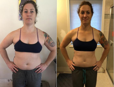 images of woman before and after online nutrition coaching