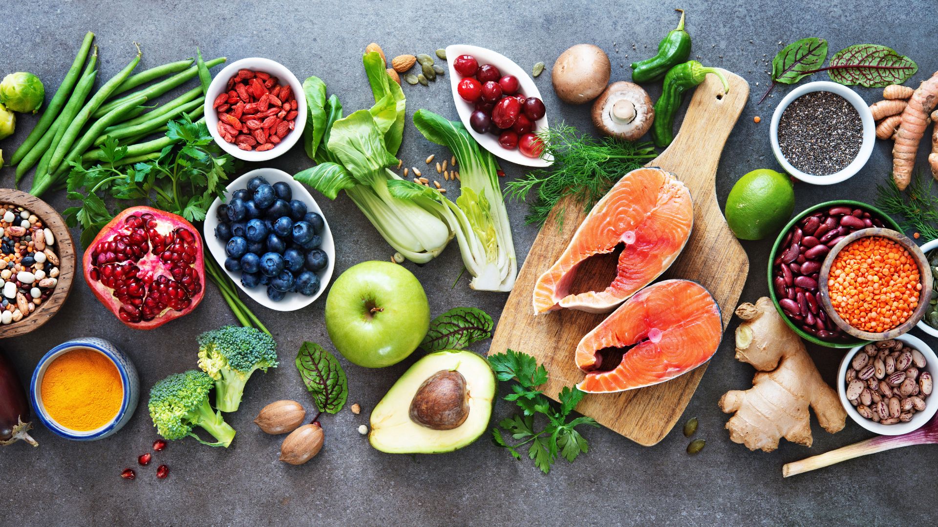 a spread of healthy food